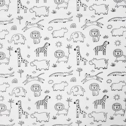 Tissu jersey multicolore au soleil - Cinq animaux