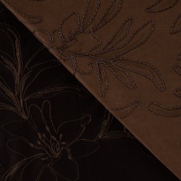 Tissu suédine scuba - Broderie chocolat