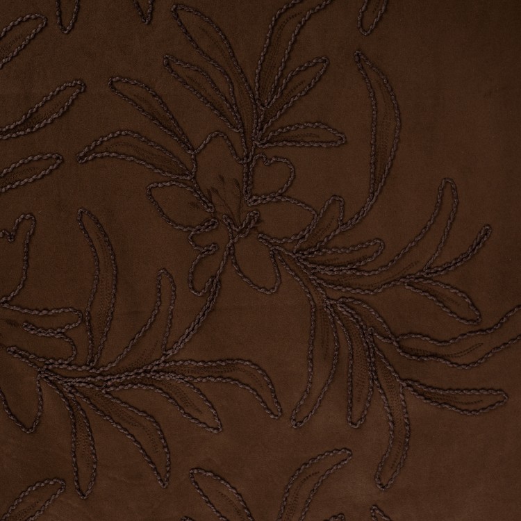 Tissu suédine scuba - Broderie chocolat