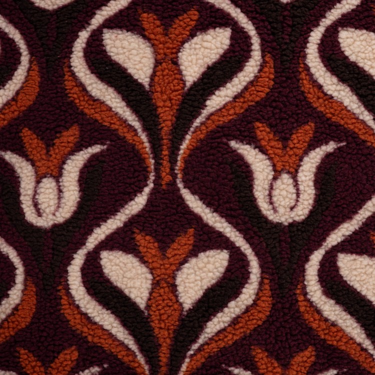 Tissu sherpa - Fleurs bordeaux