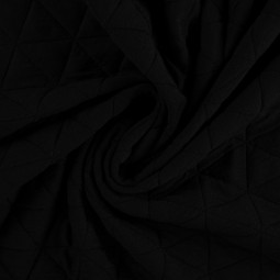 Tissu jersey matelassé - losange noir