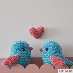 Kit de crochet - Petits oiseaux et cœur - Velvet mini