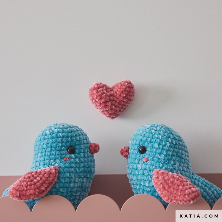 Kit de crochet - Petits oiseaux et cœur - Velvet mini