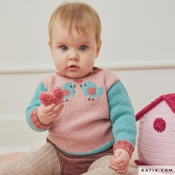 Kit de crochet - Pull petits oiseaux - Merino baby
