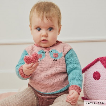 Kit de crochet - Pull petits oiseaux - Merino baby