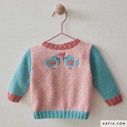 Kit de tricot - Pull petits oiseaux - Merino baby