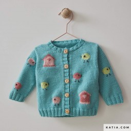 Kit de crochet - gilet petits oiseaux - Merino baby