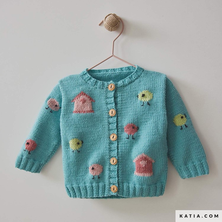 Kit de crochet - gilet petits oiseaux - Merino baby