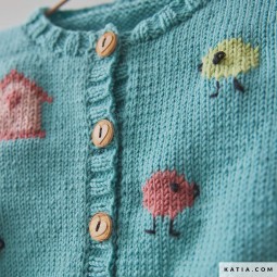 Kit de crochet - gilet petits oiseaux - Merino baby