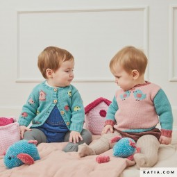 Kit de crochet - gilet petits oiseaux - Merino baby