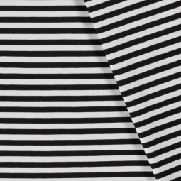 Tissu jersey coton - Rayure noir