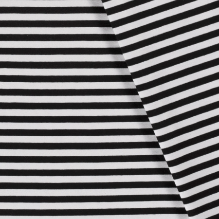 Tissu jersey coton - Rayure noir