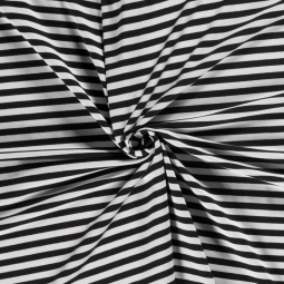 Tissu jersey coton - Rayure noir