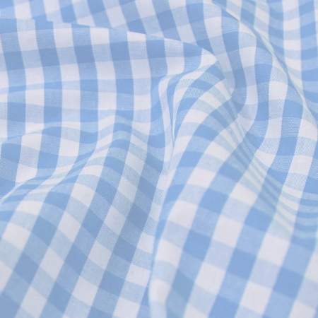 Tissu coton - Vichy bleu ciel 6mm
