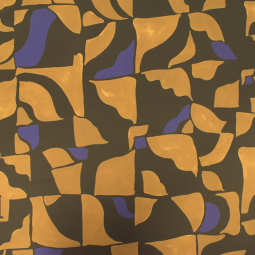 Tissu satin - Abstrait ocre et bleu électrique