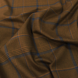 Tissu tailleur - Carreaux brun et bleu