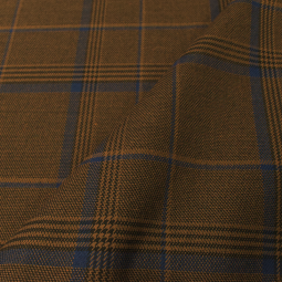 Tissu tailleur - Carreaux brun et bleu