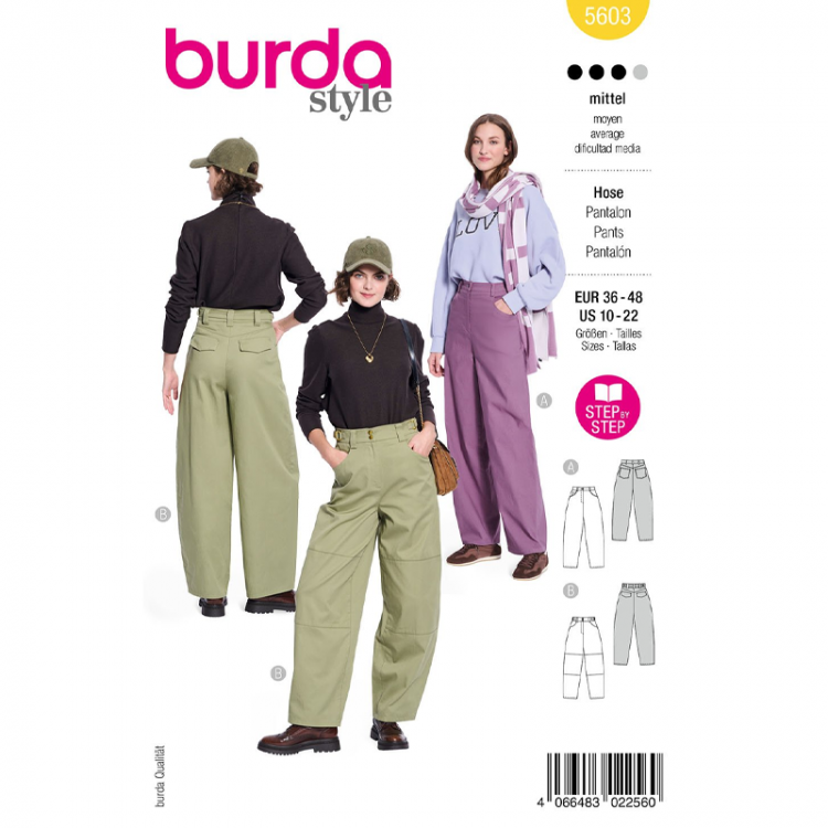 Patron Burda 5603 - pantalon barrel