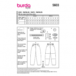 Patron Burda 5603 - pantalon barrel