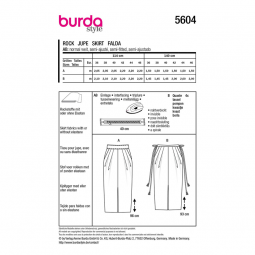 Patron Burda 5604 - Jupe midi