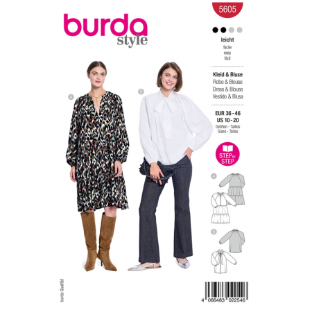 Patron Burda 5605 - robe chemisier