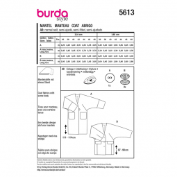 Patron Burda 5613 - Veste manteau