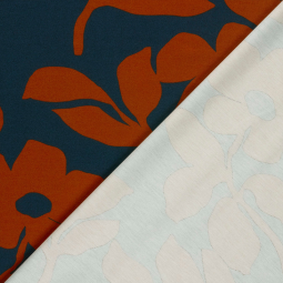 Tissu jersey Milano - Fleurs brique