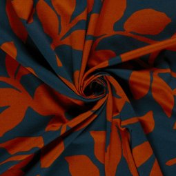 Tissu jersey Milano - Fleurs brique