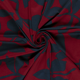 Tissu jersey Milano - Fleurs bordeaux