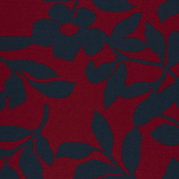 Tissu jersey Milano - Fleurs bordeaux