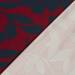 Tissu jersey Milano - Fleurs bordeaux