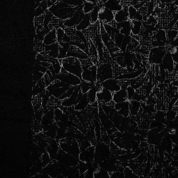 Tissu sherpa - Noir fleurs brodées