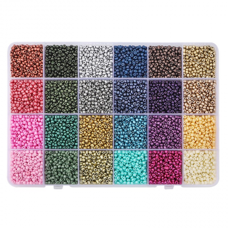 Coffret 360g rocaille métallique en verre 4 mm