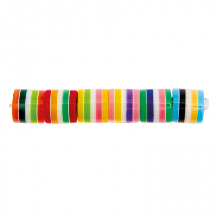 Perles cylindriques rayées multicolores