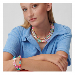Perles cylindriques rayées multicolores