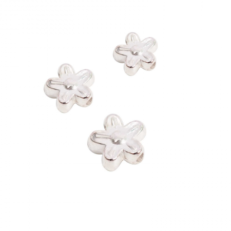 Perles fleur 9mm argent