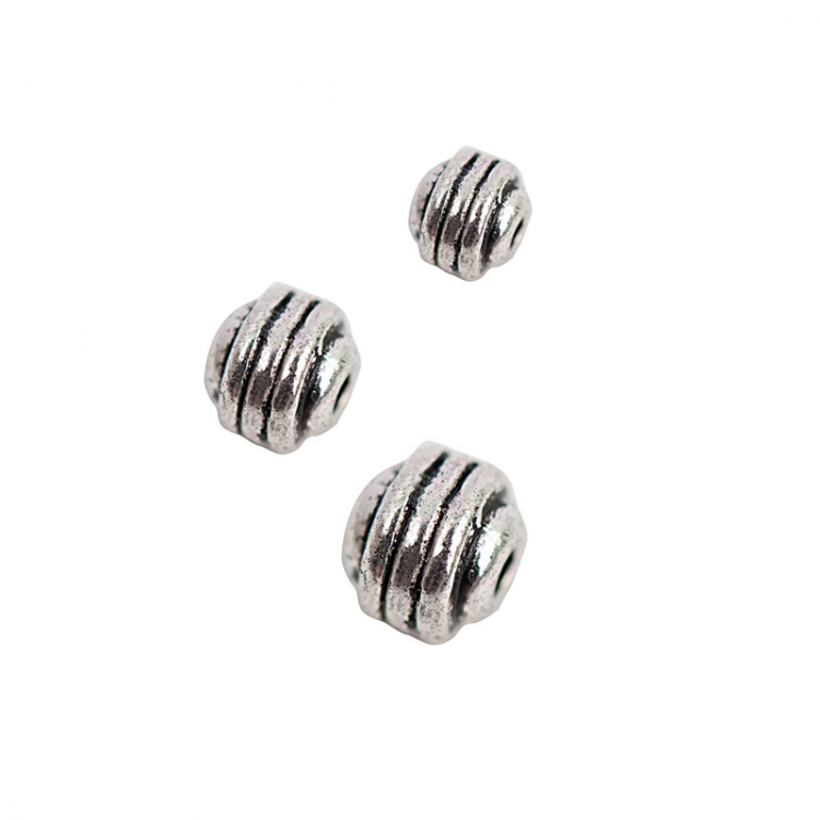 Perles striées 5mm argent