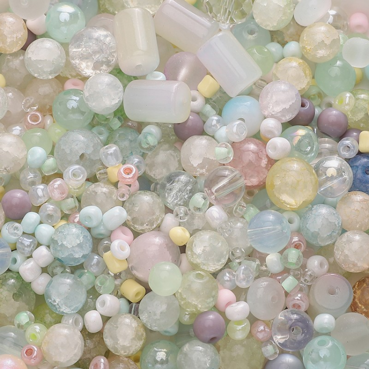 Assortiment de perles rondes en verre 10x9 mm