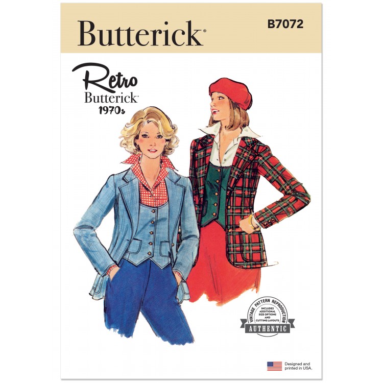 Patron Butterick 7072 - Gilet et veste vintage 1970