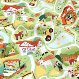 Tissu cretonne - Ferme vert