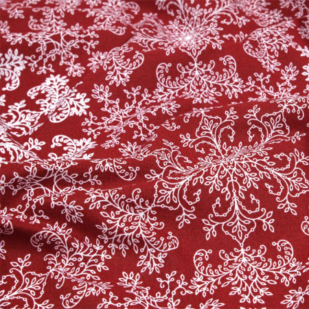 Tissu cretonne - Dorure rouge