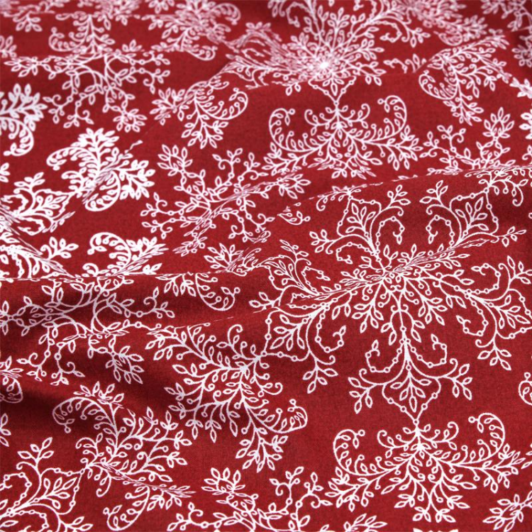 Tissu cretonne - Dorure rouge