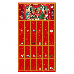 Tissu Noël - Panneau Calendrier casse noisette