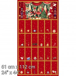Tissu Noël - Panneau Calendrier casse noisette