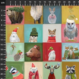 Tissu Noël - Holly Woods - Les animaux fêtent l'hiver