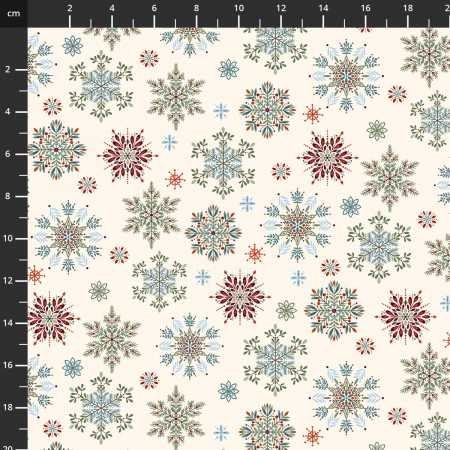 Tissu Noël - Nordic Holiday village - Flocons