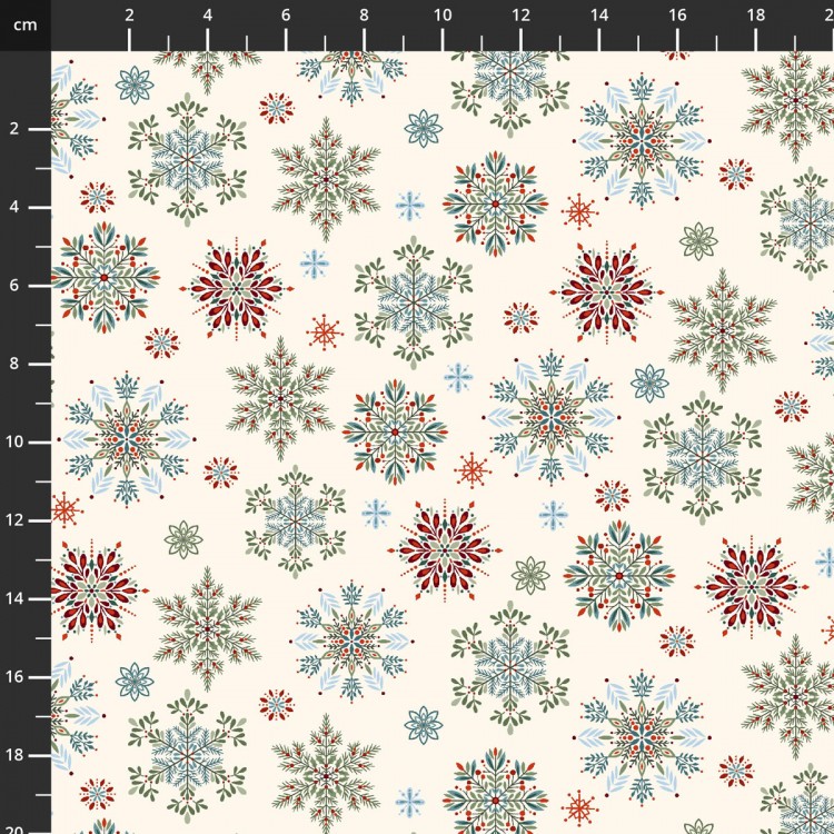 Tissu Noël - Nordic Holiday village - Flocons