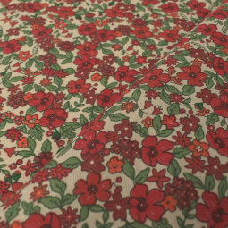 Tissu cretonne - Agatha rouge