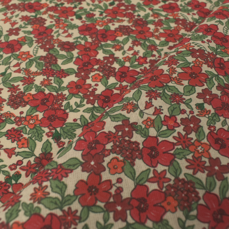 Tissu cretonne - Agatha rouge