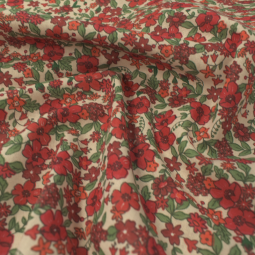 Tissu cretonne - Agatha rouge